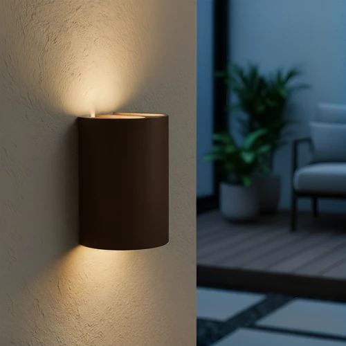 Lucide YORK - Wall spotlight / Wall light Indoor/Outdoor - LED - 4x1,2W 2700K - IP54 - Rust Brown | Essential - atmosphere 1